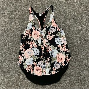 Floral Volcom Racerback Button Front Tank Top